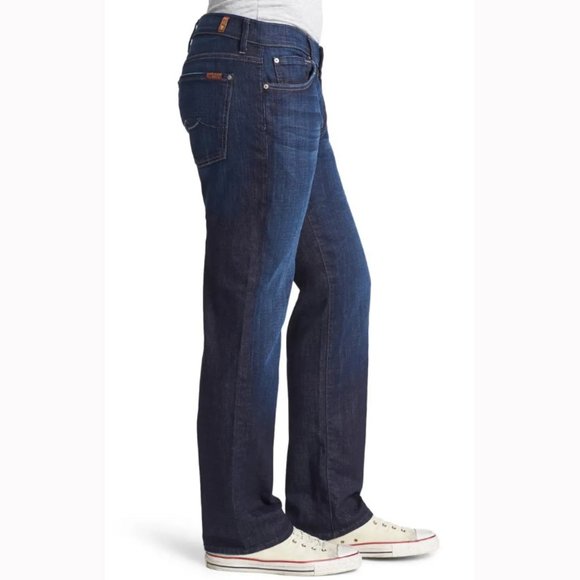 7 for All Mankind Men's Austyn Relaxed Straight Leg Dark Wash Jeans - Picture 3 of 14